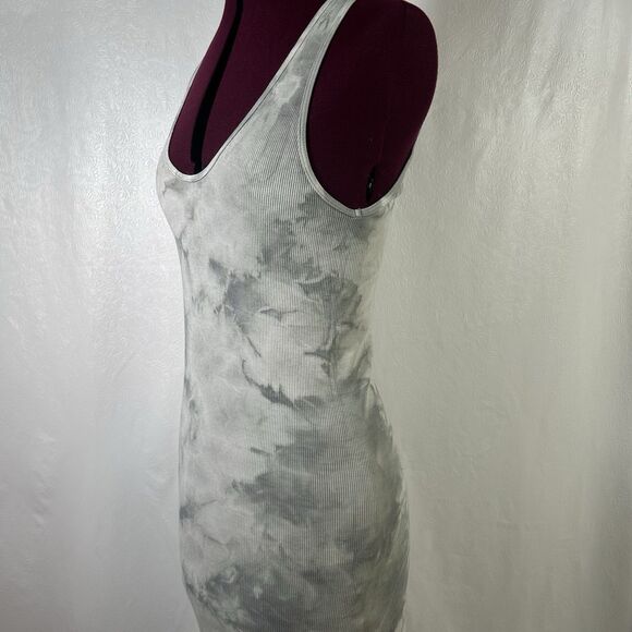 Enza Costa Silk Blend Ribbed Tank Midi Dress in Vapor Ionic Gray Sz L Tie Dye - Picture 7 of 14